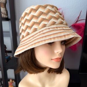 Que Sera Tan and Cream Woven Bucket Hat
